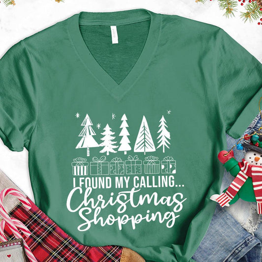 I Found My Calling Christmas Shopping Version 2 V-Neck - Brooke & Belle