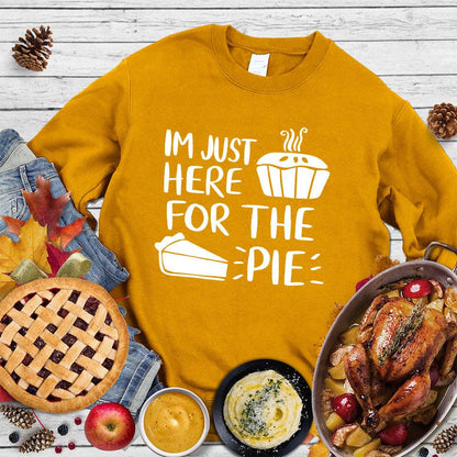 I'm Just Here for the Pie Sweatshirt Heather Mustard - "I'm Just Here for the Pie" fun statement on a cozy sweatshirt for dessert lovers.