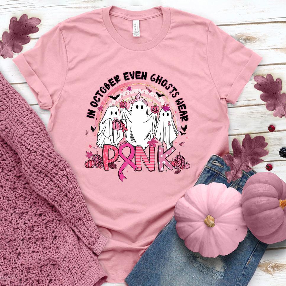 In October Even Ghosts Wear Pink T-Shirt Colored Edition - Brooke & Belle