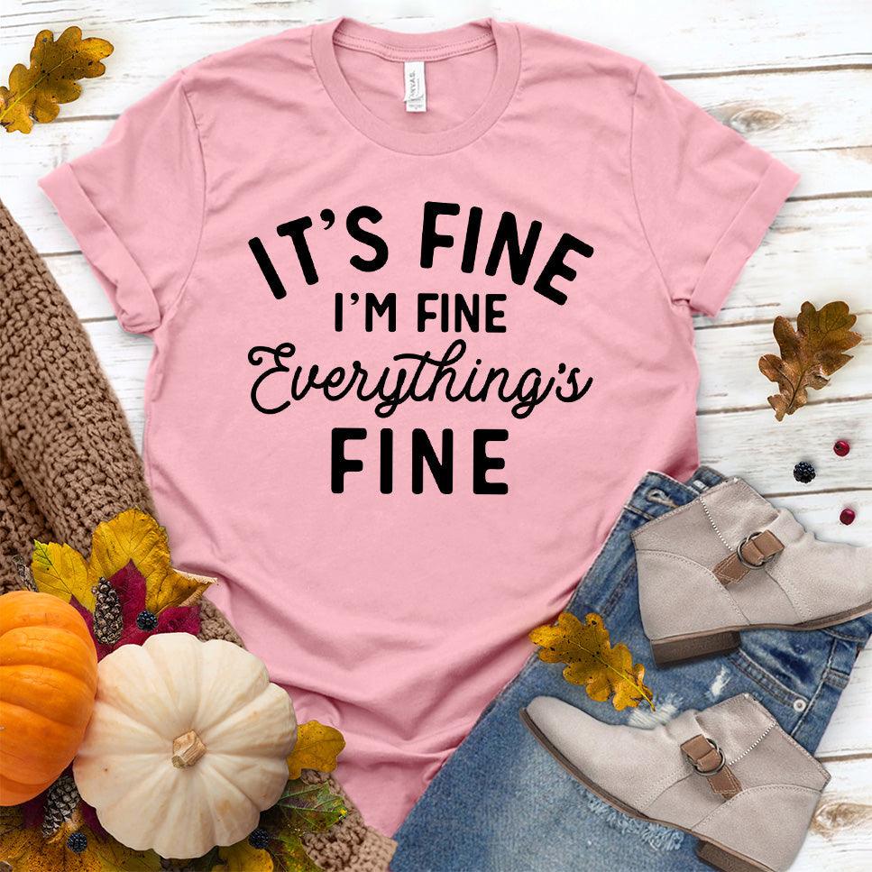 It's Fine I'm Fine T-Shirt Pink - Graphic It's Fine I'm Fine T-Shirt with playful script, perfect for casual fashion