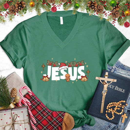 Jesus Christmas Colored Edition V-Neck - Brooke & Belle