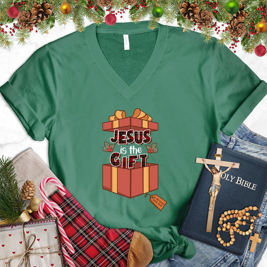 Jesus Is The Gift Colored Edition V-Neck - Brooke & Belle