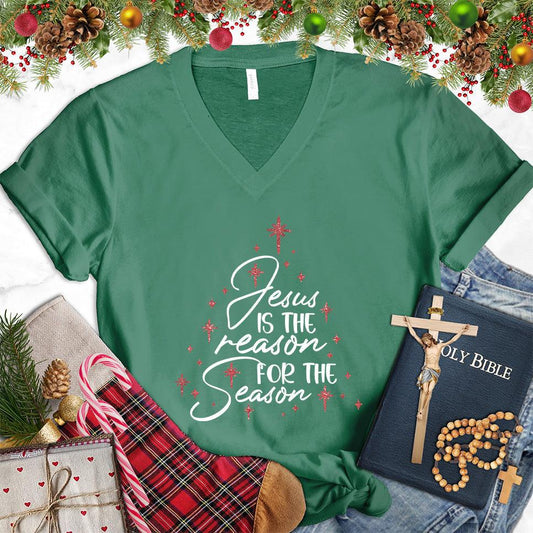 Jesus Is The Reason For The Season Colored Edition V-Neck - Brooke & Belle