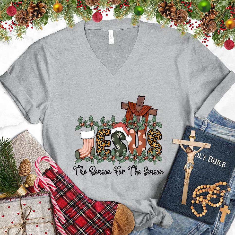 Jesus The Reason For The Season Colored Edition V-Neck - Brooke & Belle