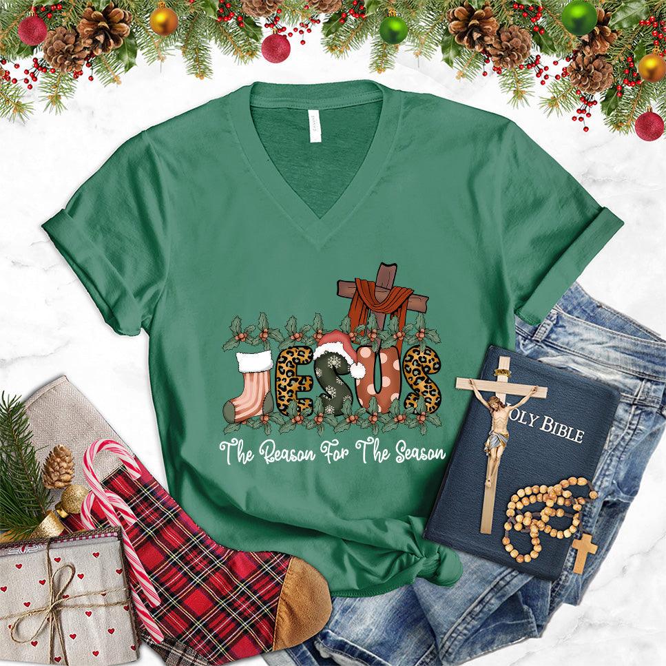 Jesus The Reason For The Season Colored Edition V-Neck - Brooke & Belle