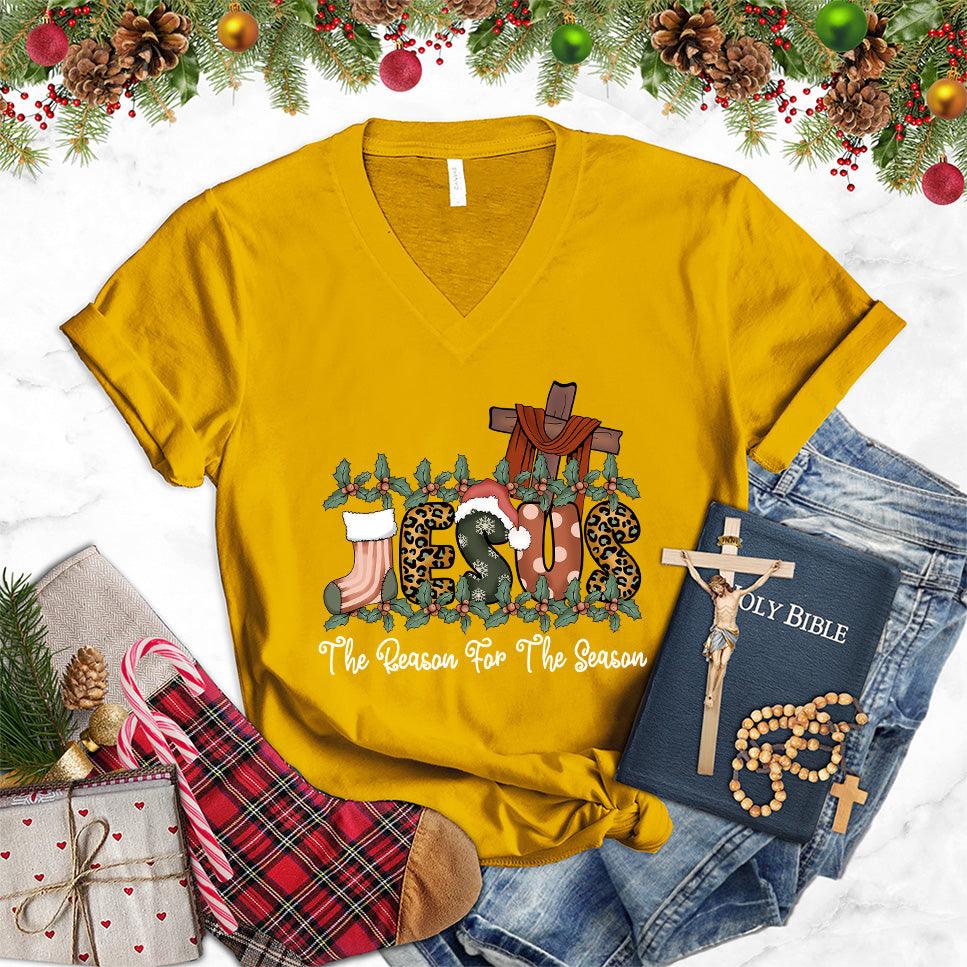Jesus The Reason For The Season Colored Edition V-Neck - Brooke & Belle