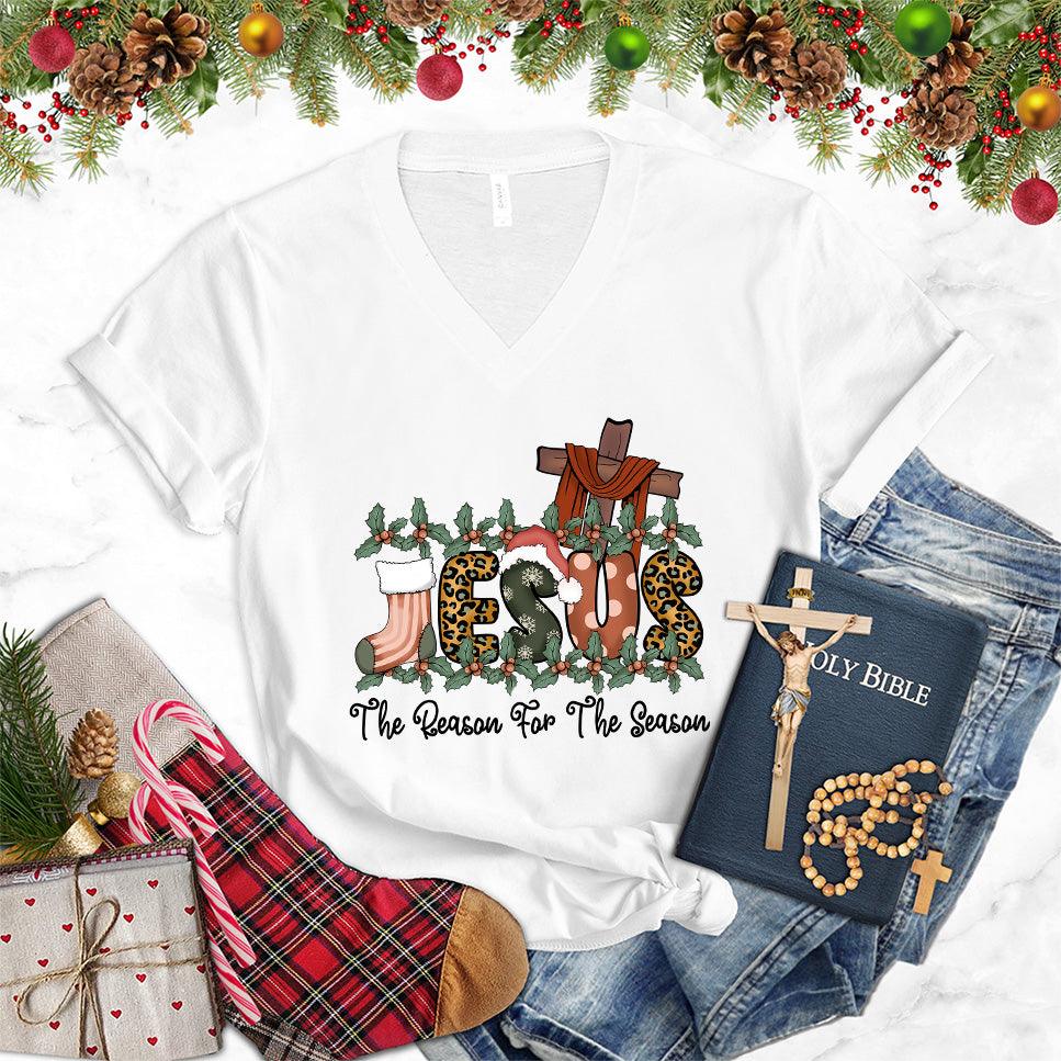Jesus The Reason For The Season Colored Edition V-Neck - Brooke & Belle
