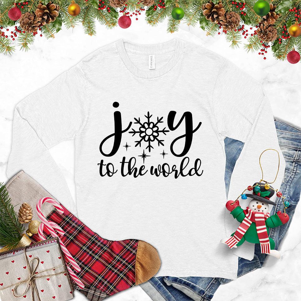 Joy To The World Long Sleeves White - Long sleeve shirt with 'joy to the world' festive script design