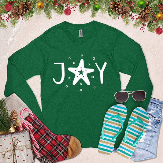 Joy Long Sleeves Kelly - Unisex long sleeve shirt with joyful typography design, ideal for casual or layered looks.
