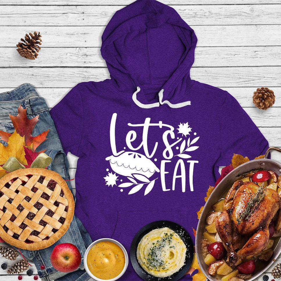 Let's Eat Pie Hoodie Team Purple - Illustrated Let's Eat Pie design on hoodie with leaf motifs for food-loving fashionistas