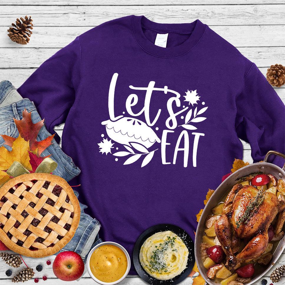 Let's Eat Pie Sweatshirt Team Purple - Comfy sweatshirt with 'Let's Eat' and pie graphics, perfect for foodie fashionistas
