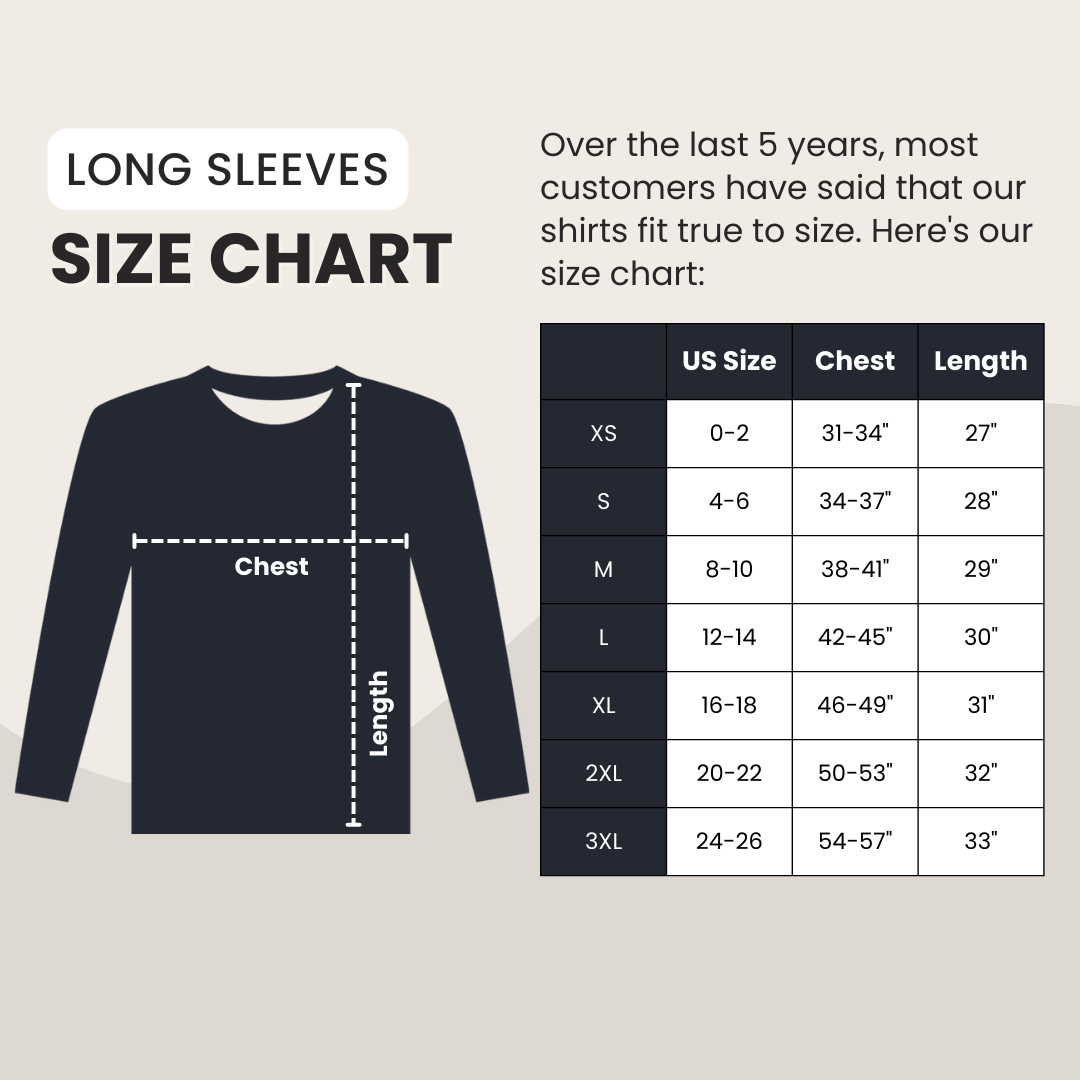 Long Sleeves Size Chart