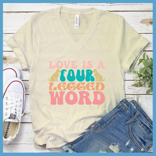 Love Is A Four Legged Word Colored Print V-Neck - Brooke & Belle