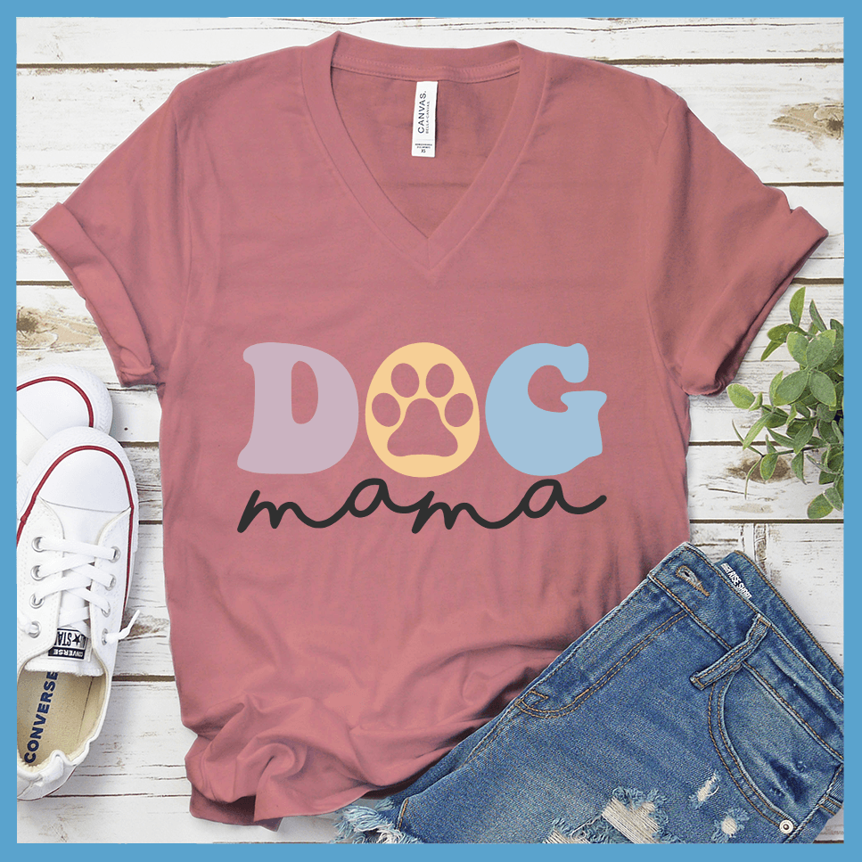 Dog Mama Colored Print Version 4 V-Neck - Brooke & Belle