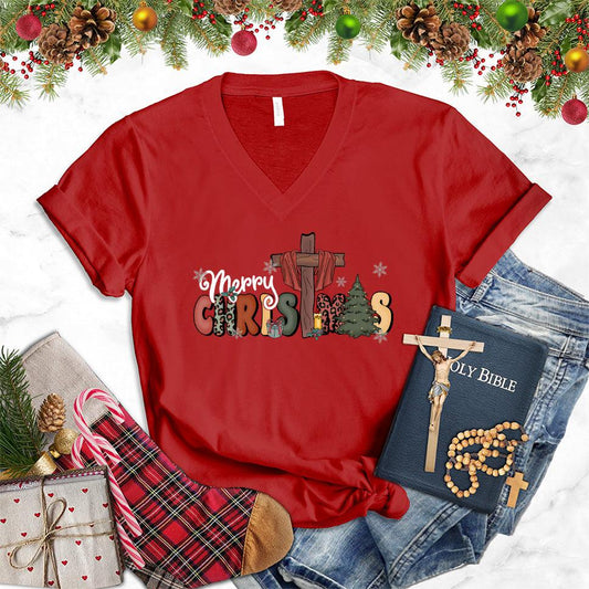 Merry Christmas Version 4 Colored Edition V-Neck - Brooke & Belle