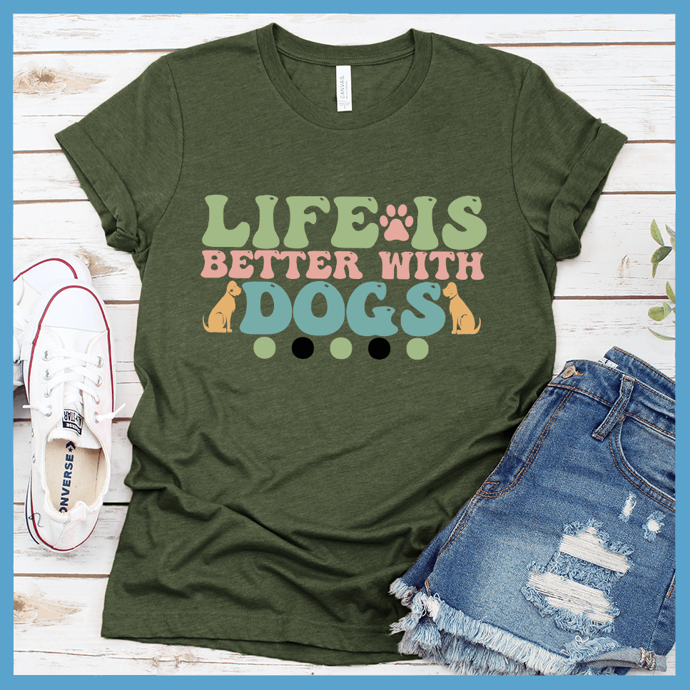 Life Is Better With Dogs Colored Print T-Shirt - Brooke & Belle