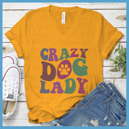 Crazy Dog Lady Colored Print V-Neck