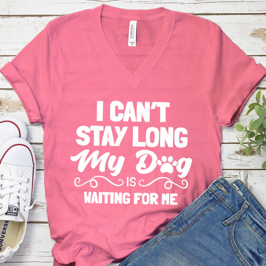 I Can’t Stay Long My Dog Is Waiting For Me V-Neck