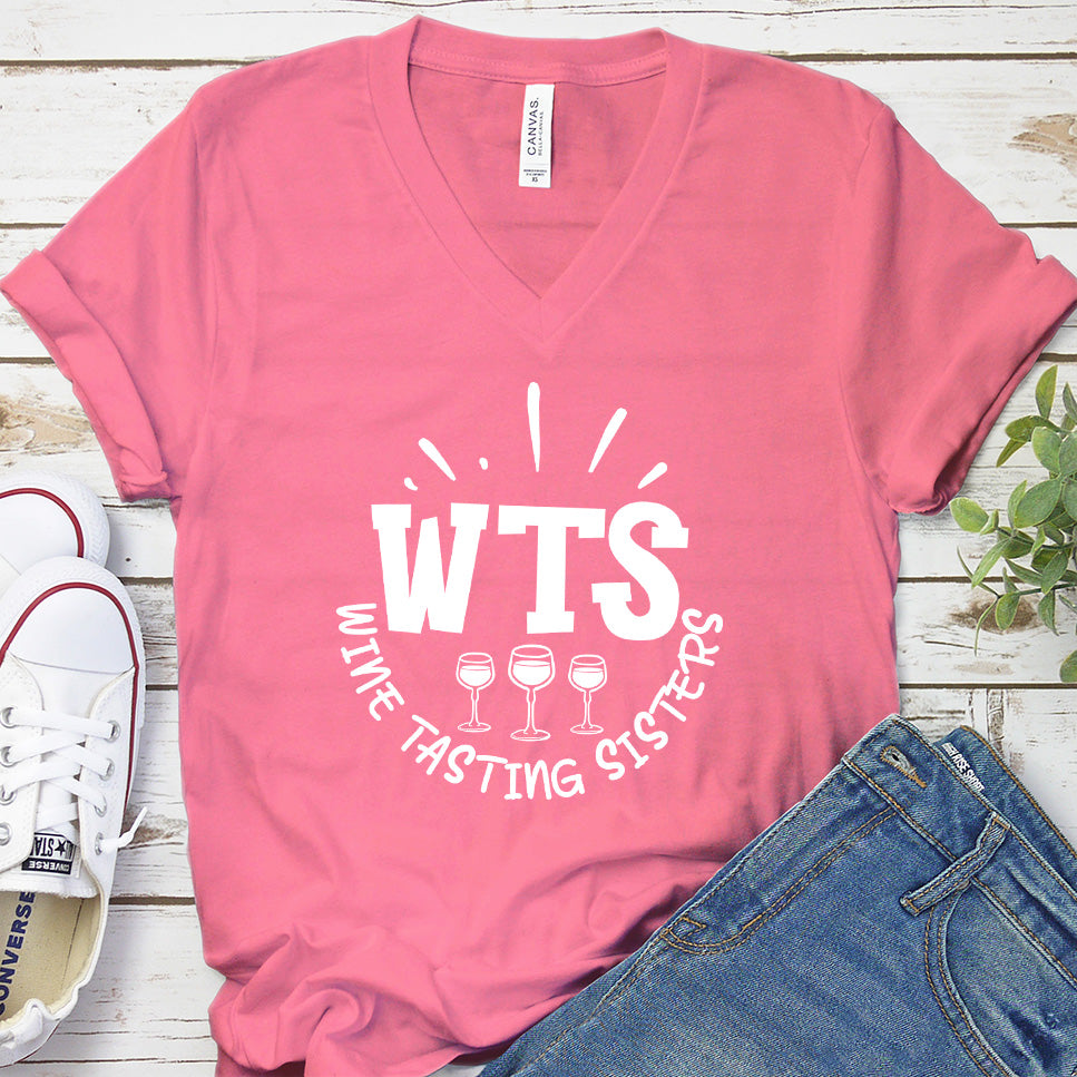 WTS Wine Tasting Sisters V-neck