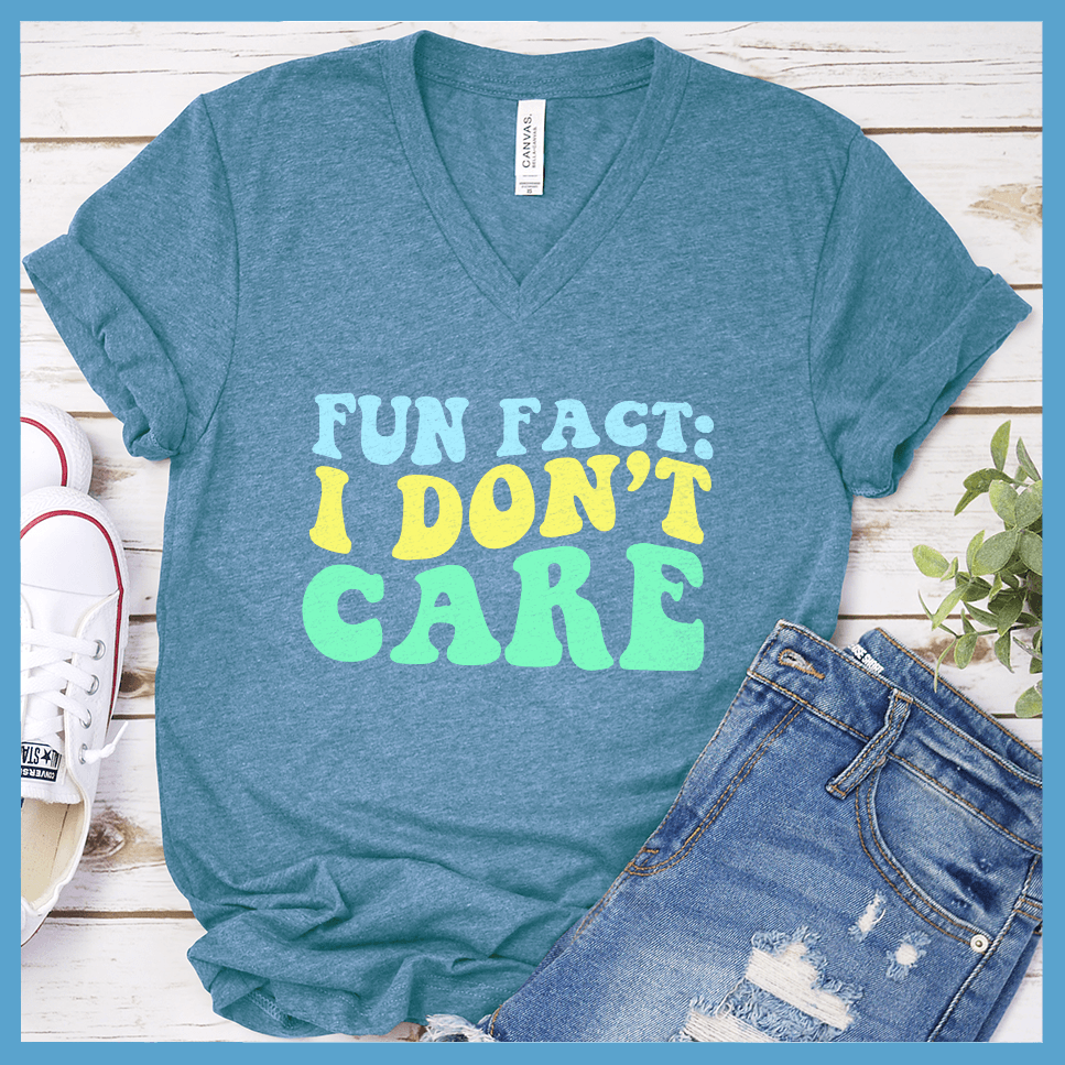 I Don't Care V-Neck - Retro Wavy Colored Edition - Brooke & Belle