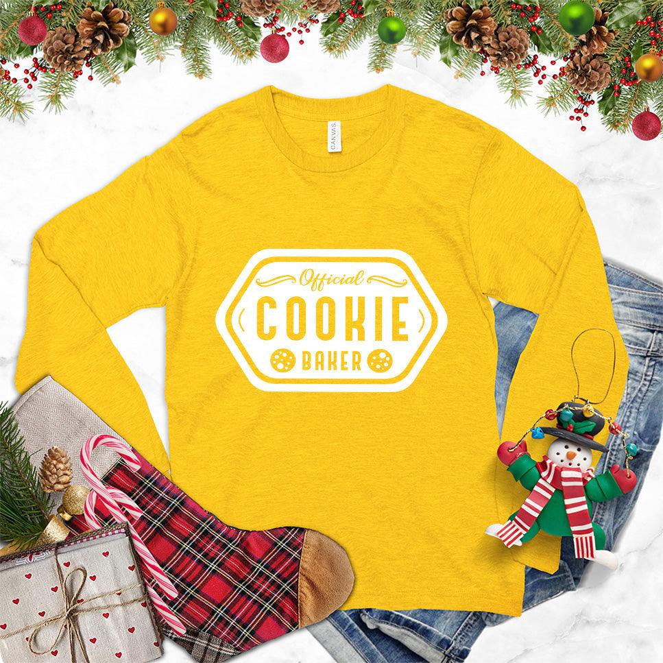 Official Cookie Baker Long Sleeves Gold - Cheerful baking-themed long sleeve shirt with cookie design and playful text