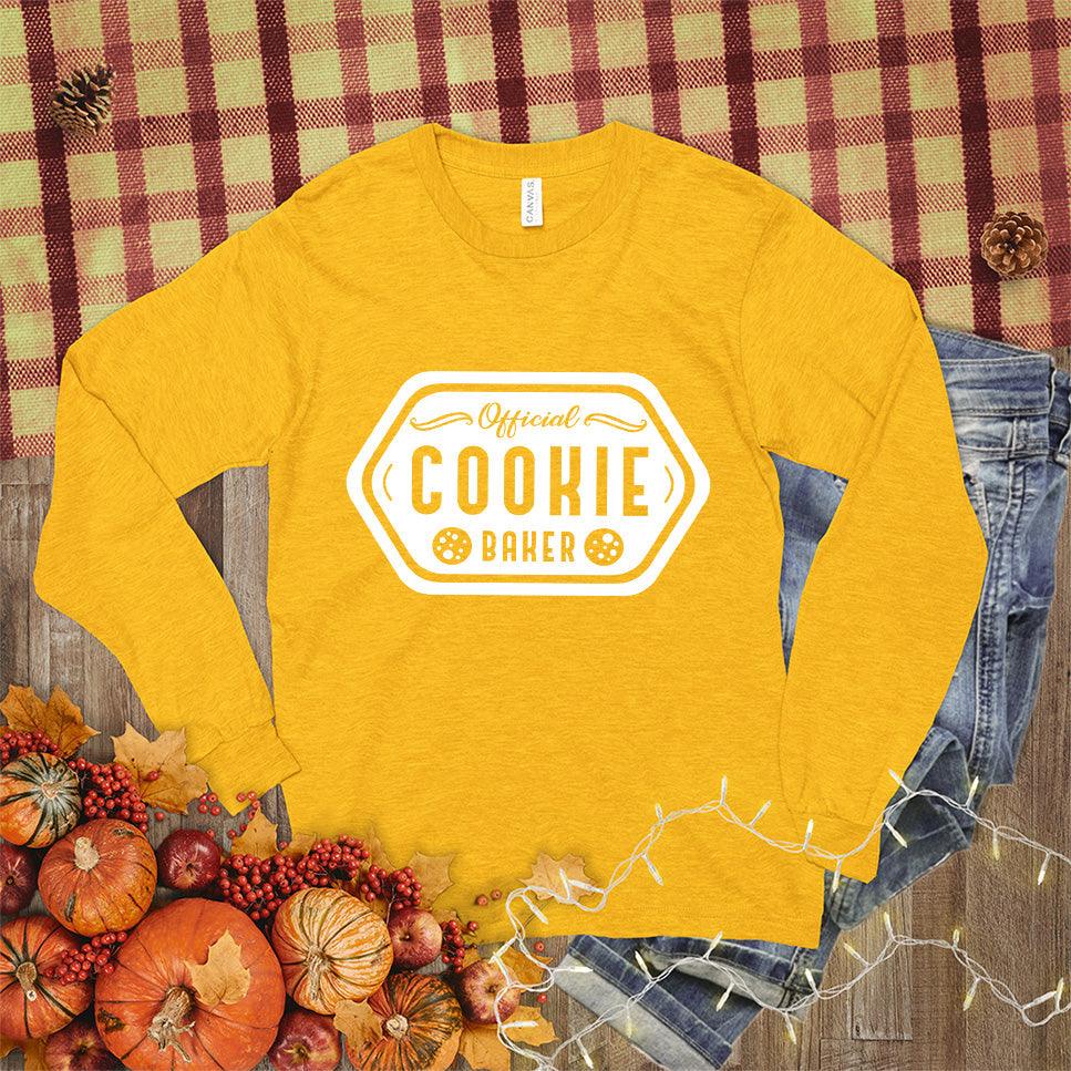 Official Cookie Baker Long Sleeves Mustard - Cheerful baking-themed long sleeve shirt with cookie design and playful text