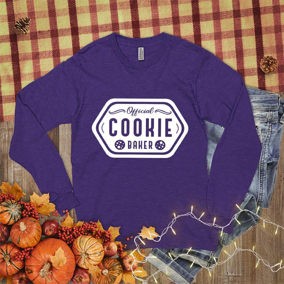 Official Cookie Baker Long Sleeves Team Purple - Cheerful baking-themed long sleeve shirt with cookie design and playful text