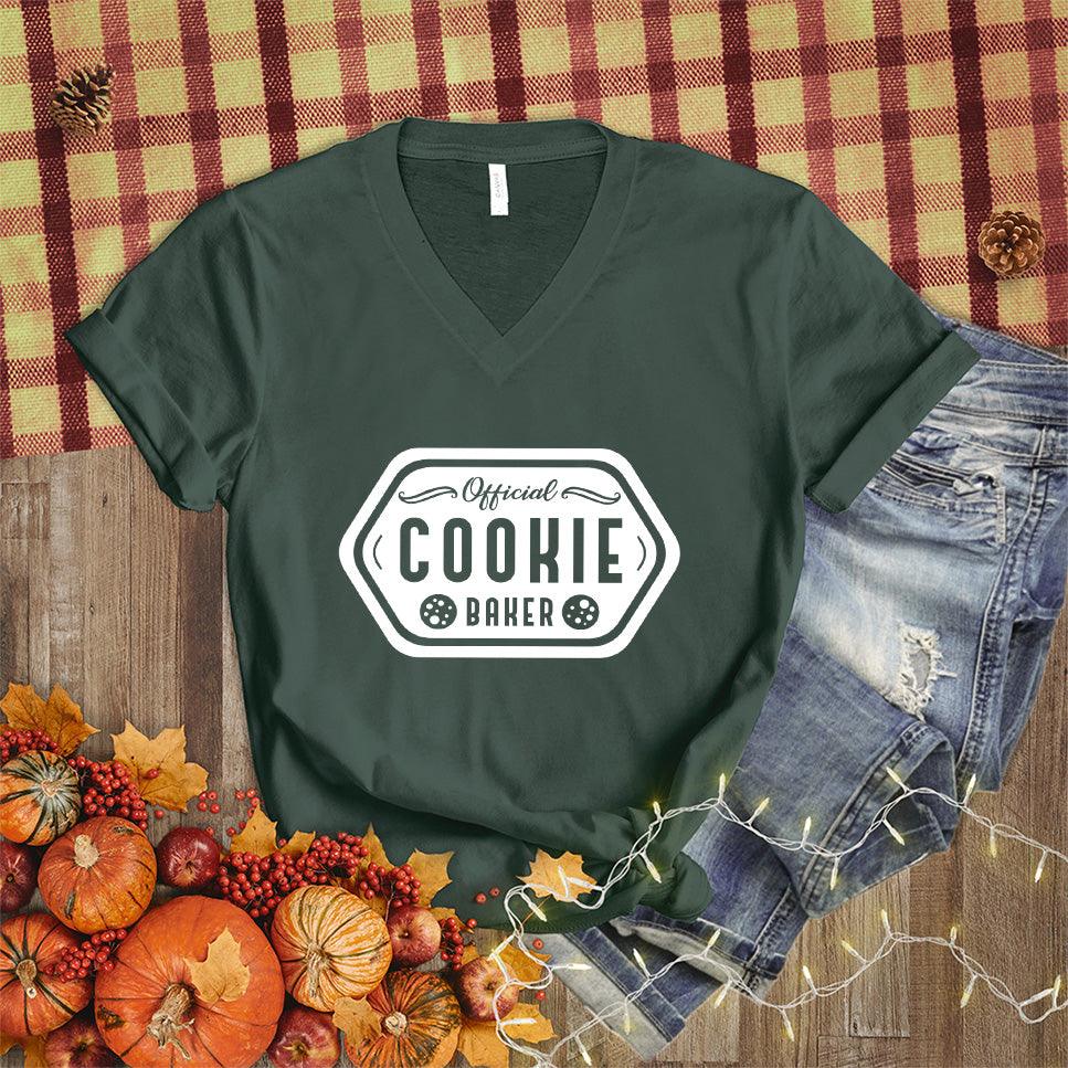 Official Cookie Baker V-Neck Forest - Official Cookie Baker themed V-neck T-shirt with playful typography design