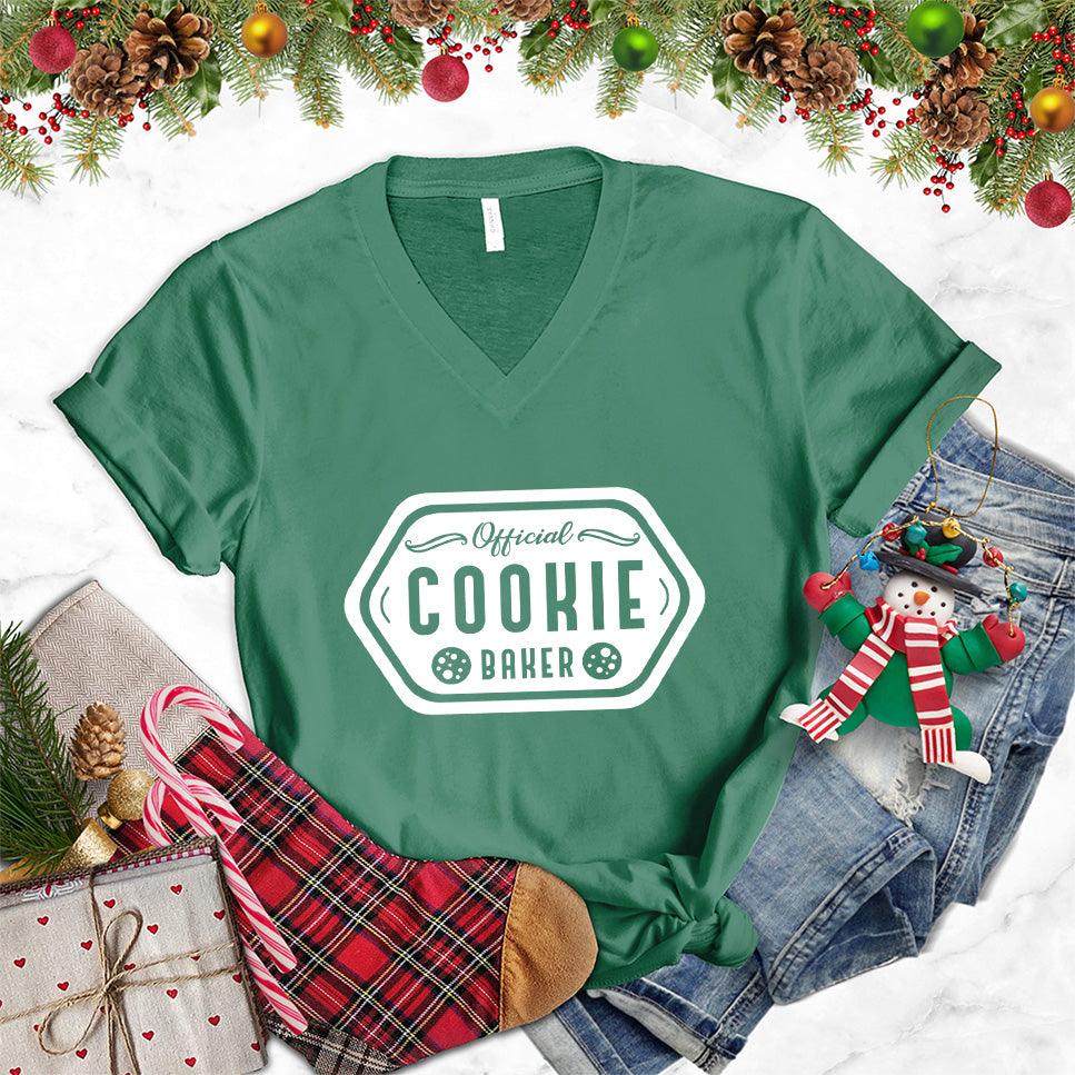 Official Cookie Baker V-Neck Kelly - Official Cookie Baker themed V-neck T-shirt with playful typography design