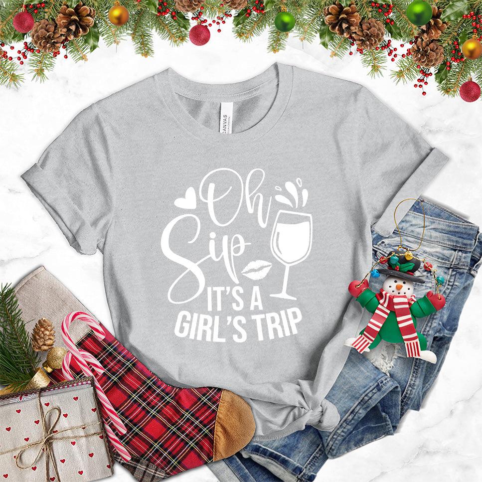 Oh Sip It's A Girl's Trip T-Shirt Athletic Heather - Friendly 'Oh Sip It's A Girl's Trip' T-Shirt for group travel and outings