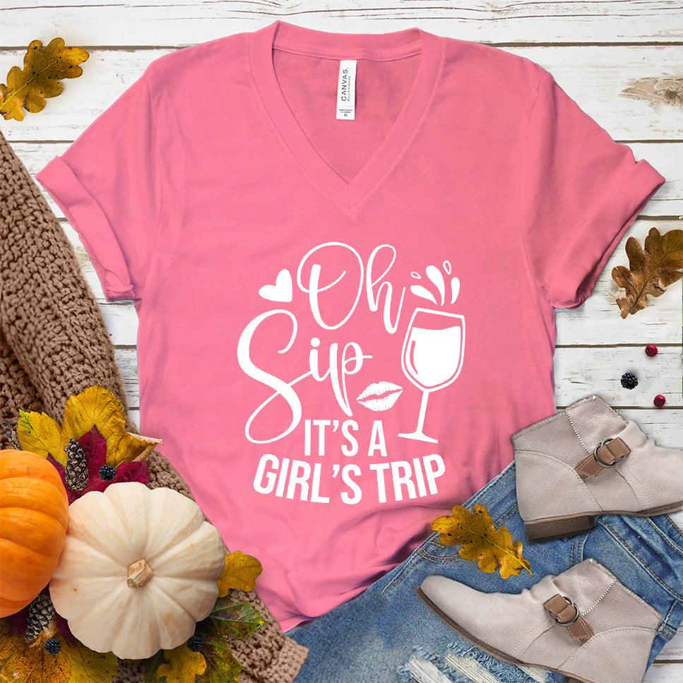 Oh Sip It's A Girl's Trip V-Neck - Main Image