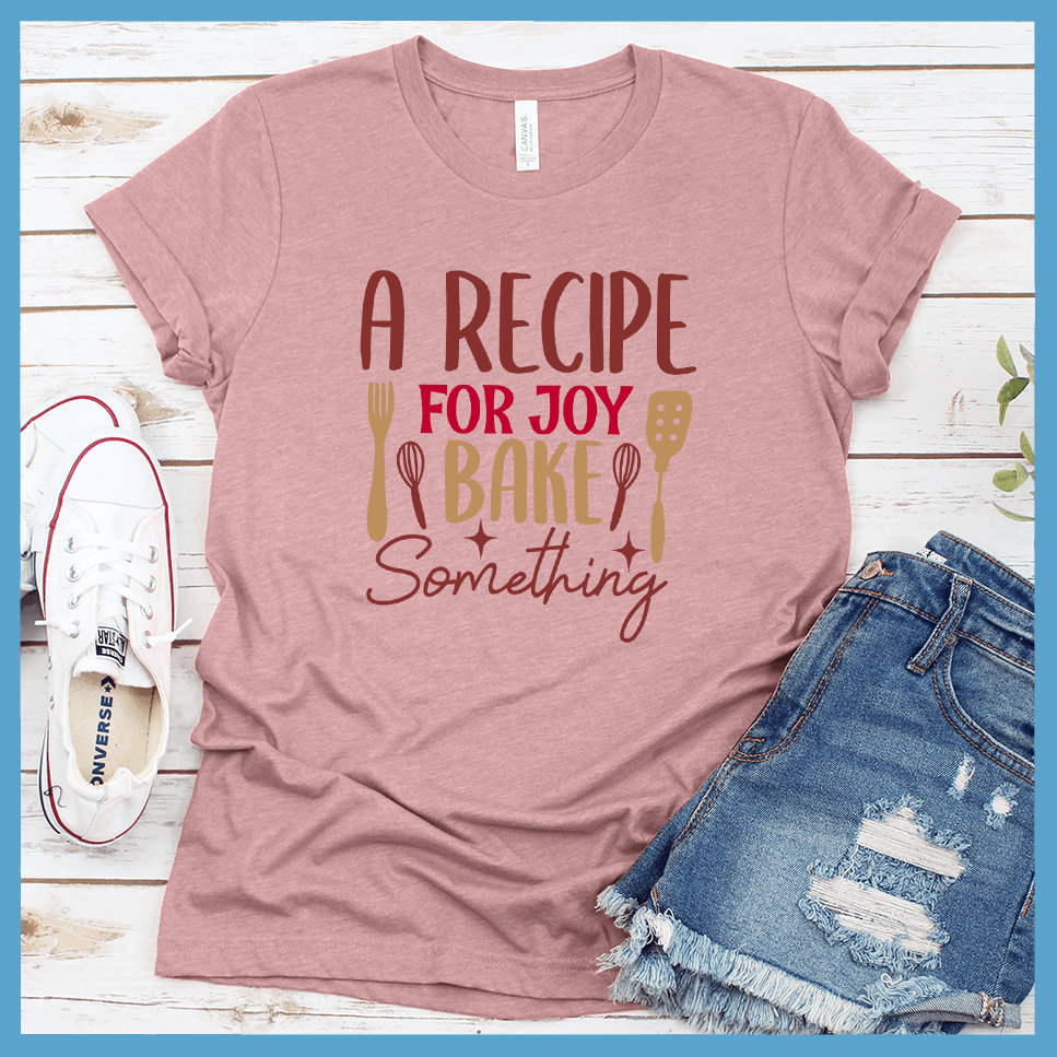 A Recipe For Joy Bake Something T-Shirt Colored Edition Orchid - Fun culinary-themed graphic tee with joyful baking design, perfect for casual wear or kitchen adventures.