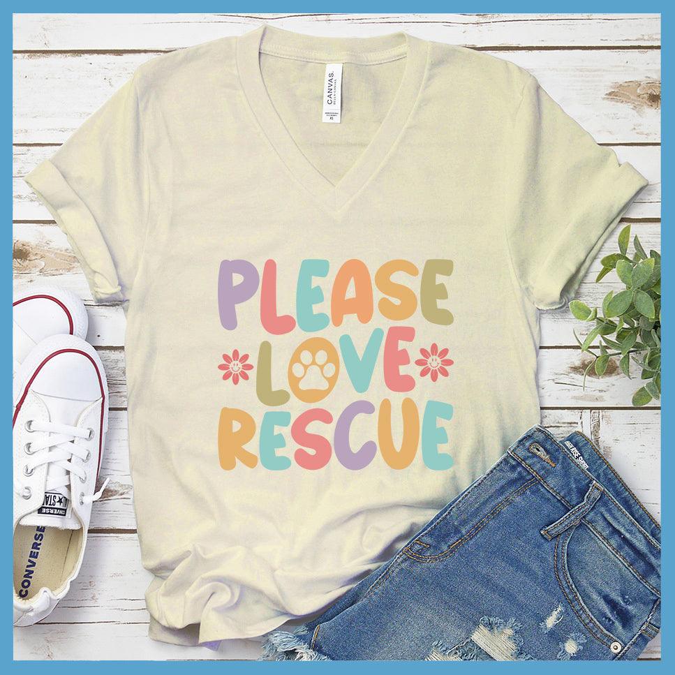 Please Love Rescue Colored Print V-Neck