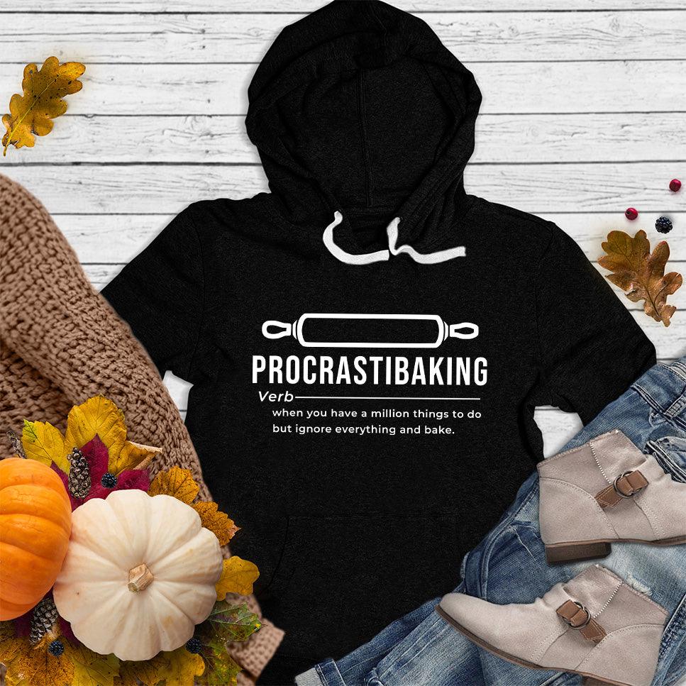Procrastibaking Hoodie Black - Fun Procrastibaking hoodie with whimsical baking definition for casual style