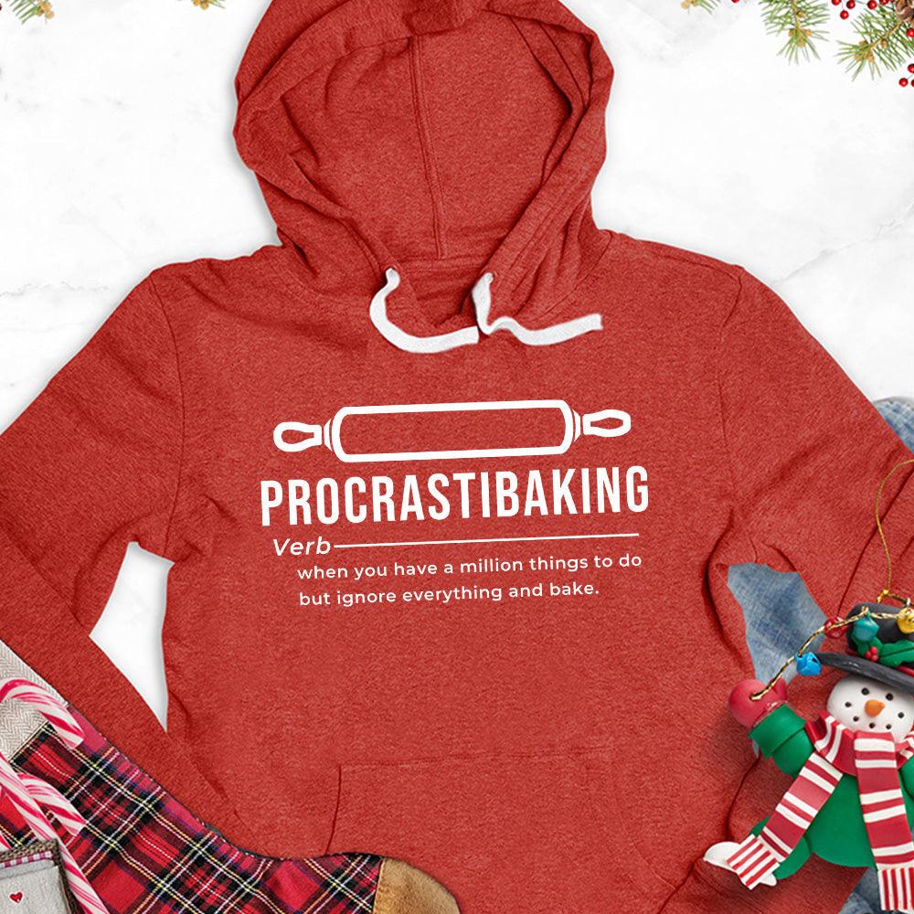 Procrastibaking Hoodie Red - Fun Procrastibaking hoodie with whimsical baking definition for casual style