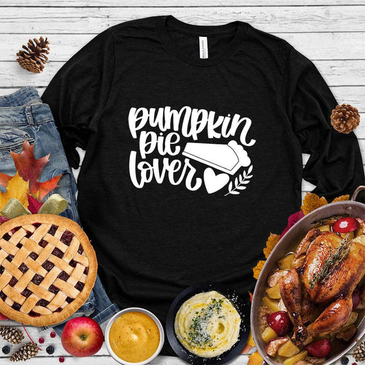 Pumpkin Pie Lover Version 2 Long Sleeves Black - Graphic long sleeve shirt with 'Pumpkin Pie Lover' design for autumn fashion.