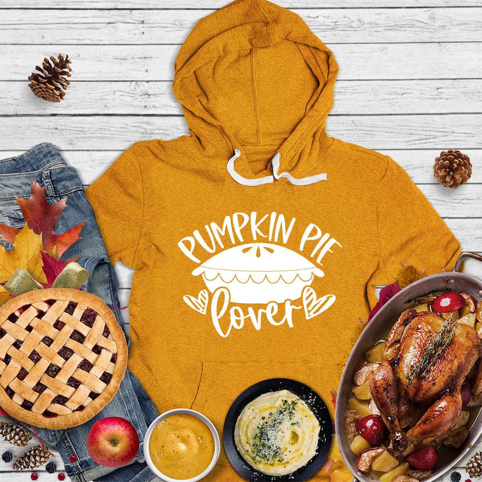 Pumpkin Pie Lover Hoodie Heather Mustard - Graphic hoodie with pumpkin pie design for fall fashion lovers