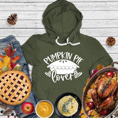 Pumpkin Pie Lover Hoodie Military Green - Graphic hoodie with pumpkin pie design for fall fashion lovers