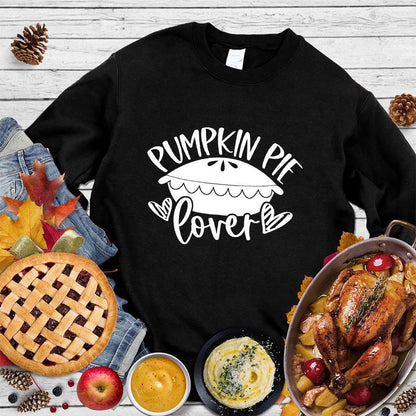 Pumpkin Pie Lover Sweatshirt Black - Graphic sweatshirt with cute 'Pumpkin Pie Lover' design, perfect for fall seasons