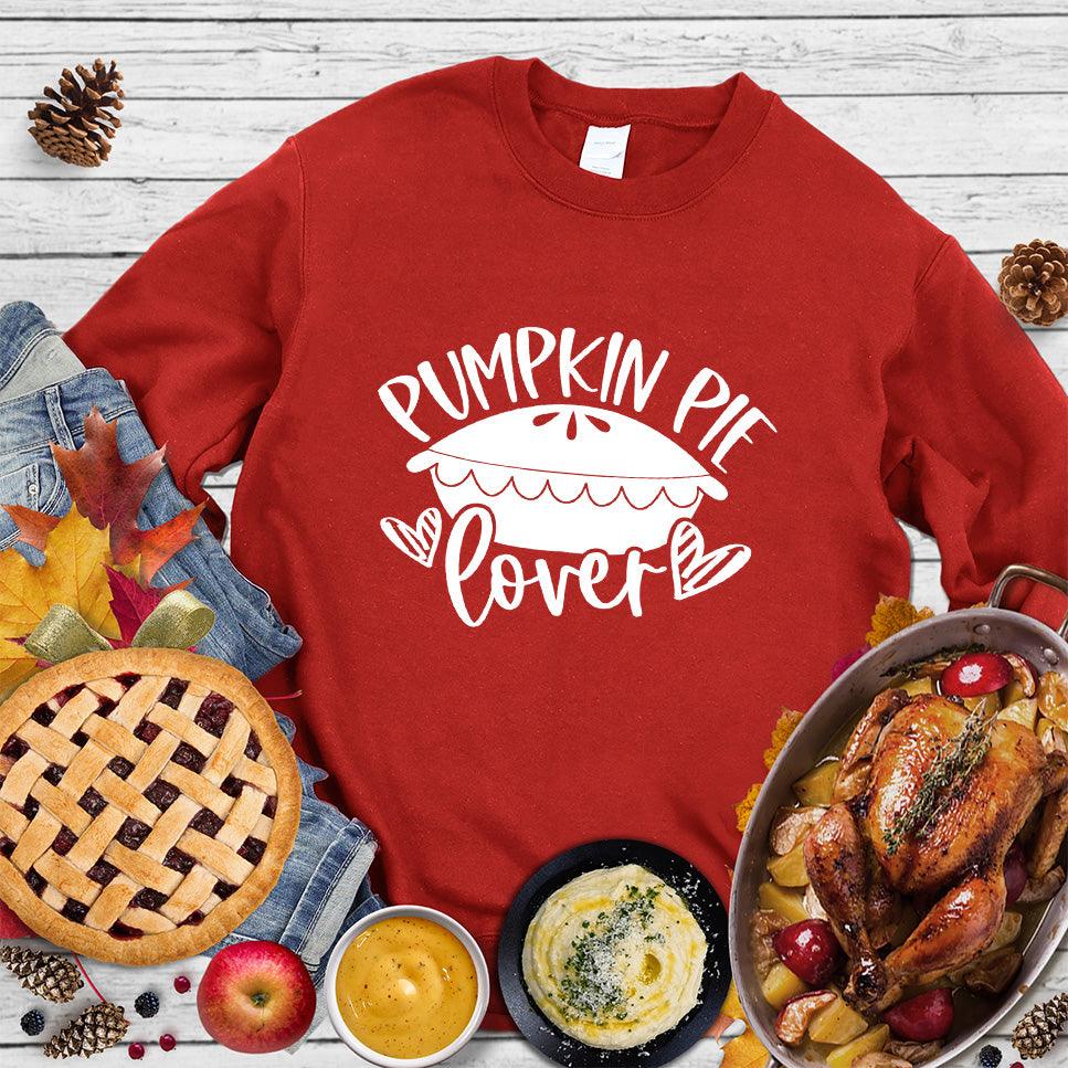 Pumpkin Pie Lover Sweatshirt Red - Graphic sweatshirt with cute 'Pumpkin Pie Lover' design, perfect for fall seasons