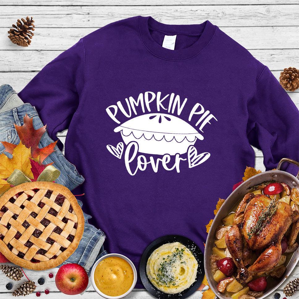Pumpkin Pie Lover Sweatshirt Team Purple - Graphic sweatshirt with cute 'Pumpkin Pie Lover' design, perfect for fall seasons