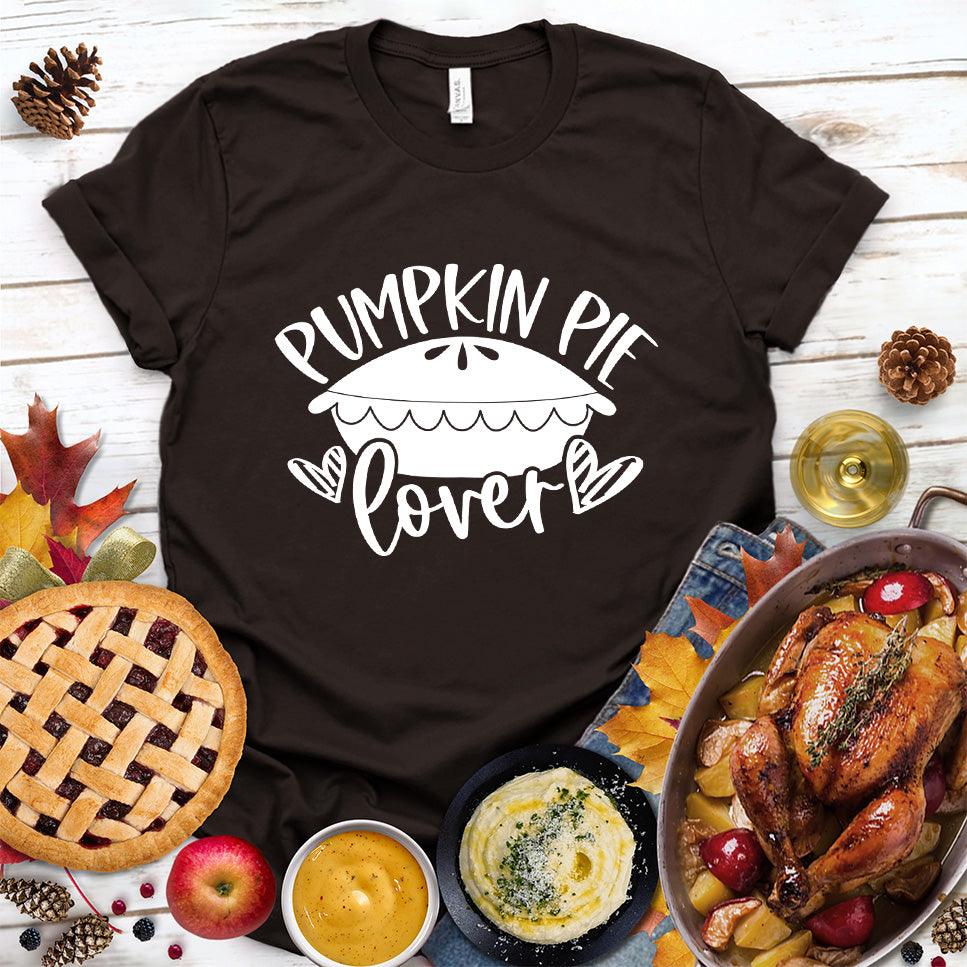 Pumpkin Pie Lover T-Shirt Brown - Illustrated Pumpkin Pie Lover graphic on a food-themed casual t-shirt