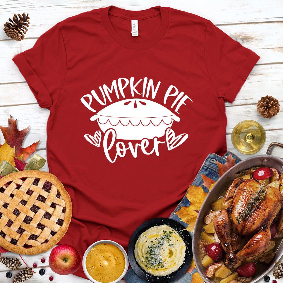 Pumpkin Pie Lover T-Shirt Red - Illustrated Pumpkin Pie Lover graphic on a food-themed casual t-shirt