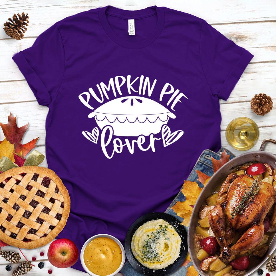 Pumpkin Pie Lover T-Shirt Team Purple - Illustrated Pumpkin Pie Lover graphic on a food-themed casual t-shirt
