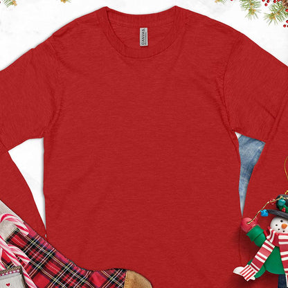 Grandma Loves Her Little Reindeers Version 1 Colored Edition Personalized Long Sleeves Red - Customizable long sleeve tee with Grandma's Little Reindeers design and space for grandkids' names.