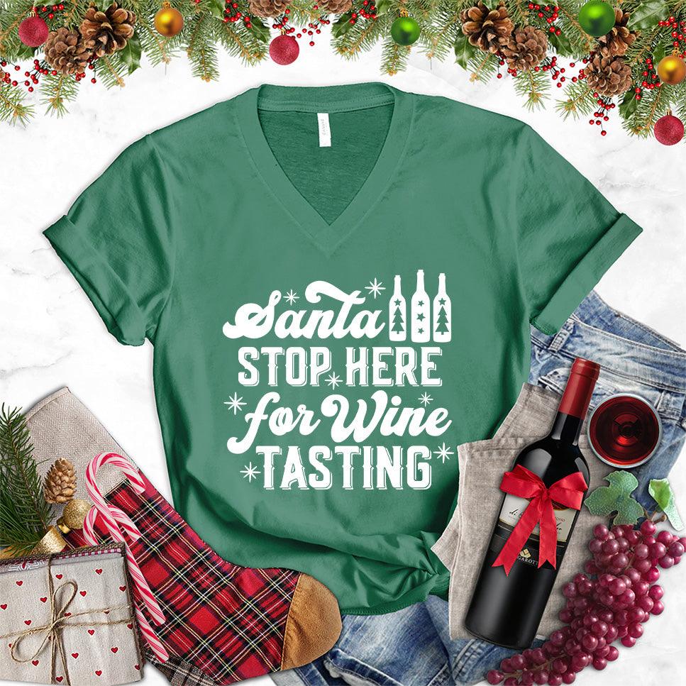 Santa Stop Here For Wine Tasting V-Neck - Brooke & Belle