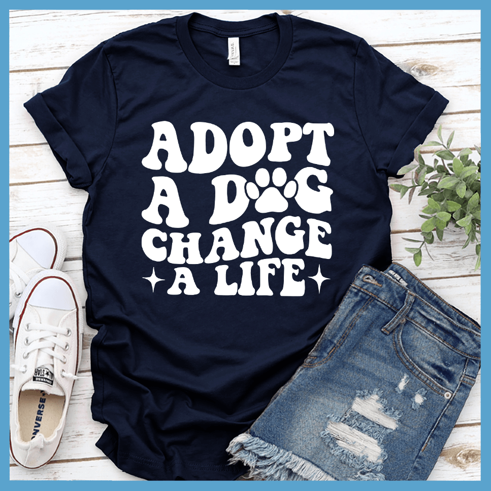 Adopt A Dog Change A Life Retro T-Shirt