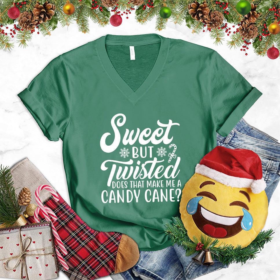 Sweet But Twisted Does That Make Me A Candy Cane V-Neck - Brooke & Belle