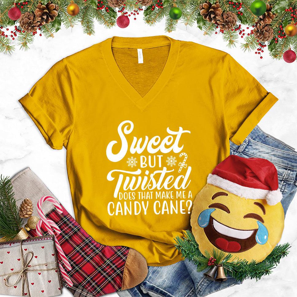 Sweet But Twisted Does That Make Me A Candy Cane V-Neck - Brooke & Belle