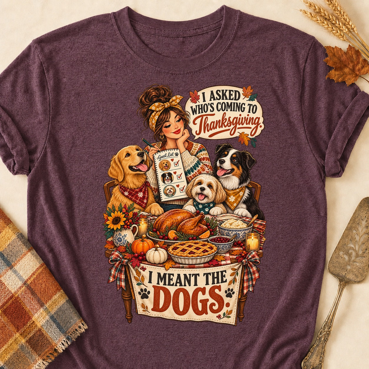 I Meant The Dogs T-shirt - Heather Maroon - Brooke & Belle